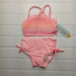 Cat & Jack girls size 12 mos bright smock top bikini two piece swimsuit